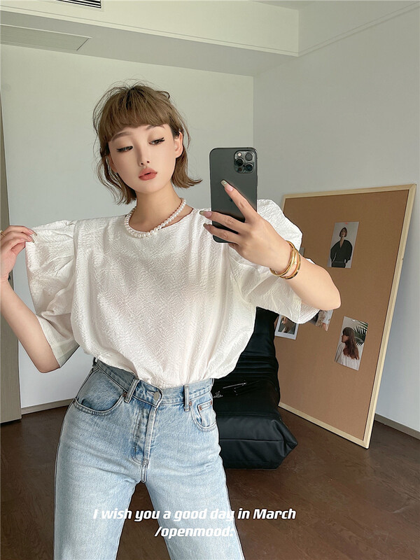 [open] pure bubble sleeve temperament blouse (only selling blouses) 3691# ozq