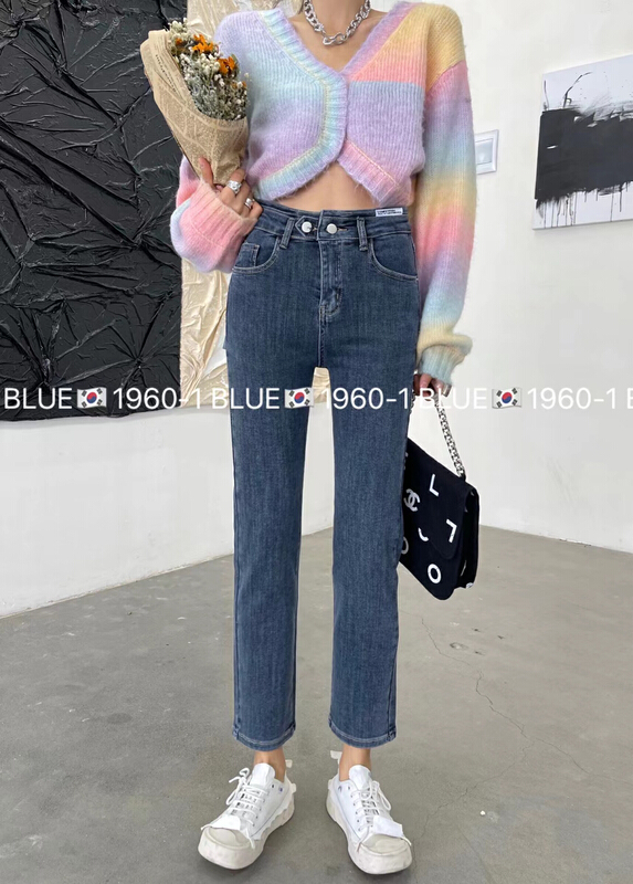 New year in early spring! [blue] Korean simple slim fitting jeans 1960# hjy
