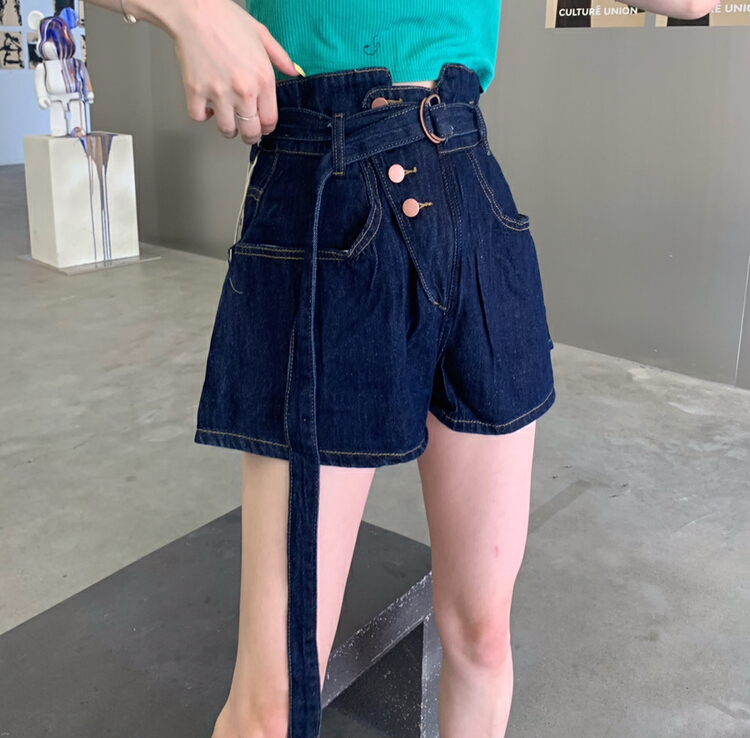 Original price 94.99! [1980] irregular fashion design denim shorts (with belt) 61270# zyh