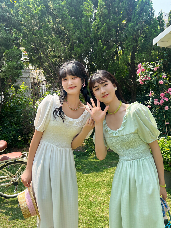 【蓉兒家】韓系氣質打攬修身泡泡袖連衣裙  92327#  HJY