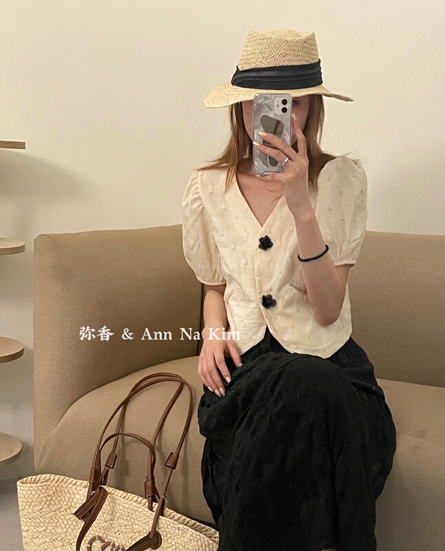[Mi Xiang] small French literary ladies' button up shirt ys1-5330# hjy