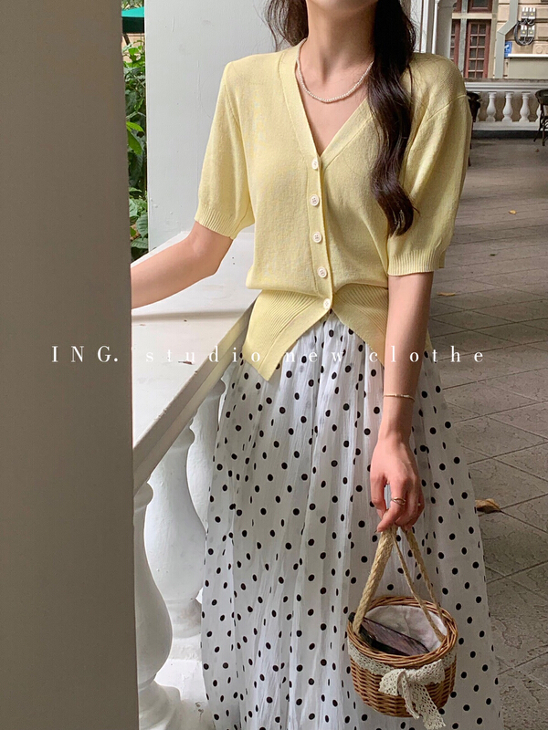 [ing] comfortable and versatile V-neck slim knit cardigan w3535# HBx