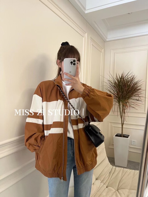 [miss Zi] Korean casual color matching loose short coat 2252# cqw