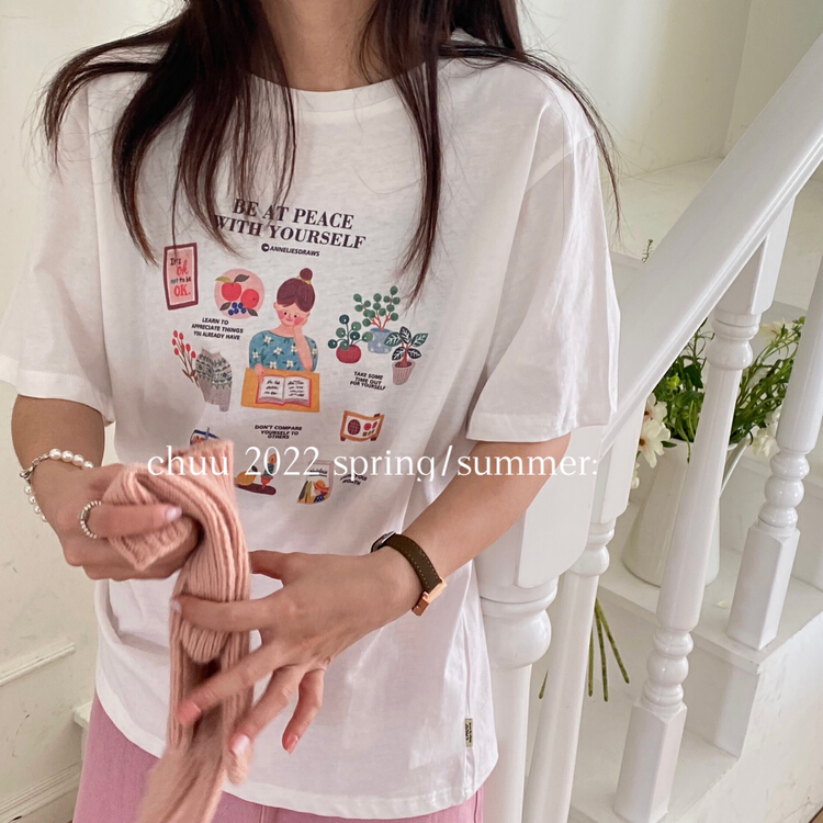 goods in stock! New in early summer! [chuu] Korean casual printed short sleeve T-shirt 61151# HBx