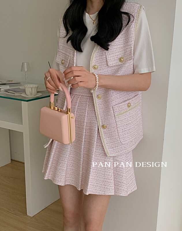 Original price 178.99! [Panpan] temperament small fragrance Vest + skirt two piece suit 8303# cqw