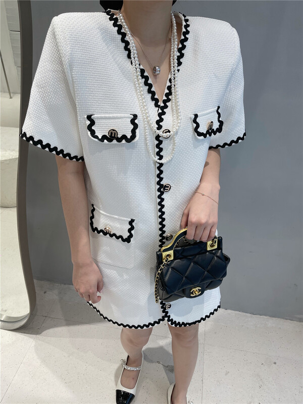 [rich] V-neck breasted small fragrance dress 9206# zyh
