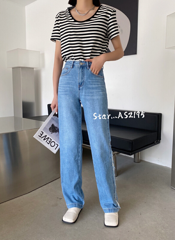[star] Korean solid color versatile jeans as2195# CLS