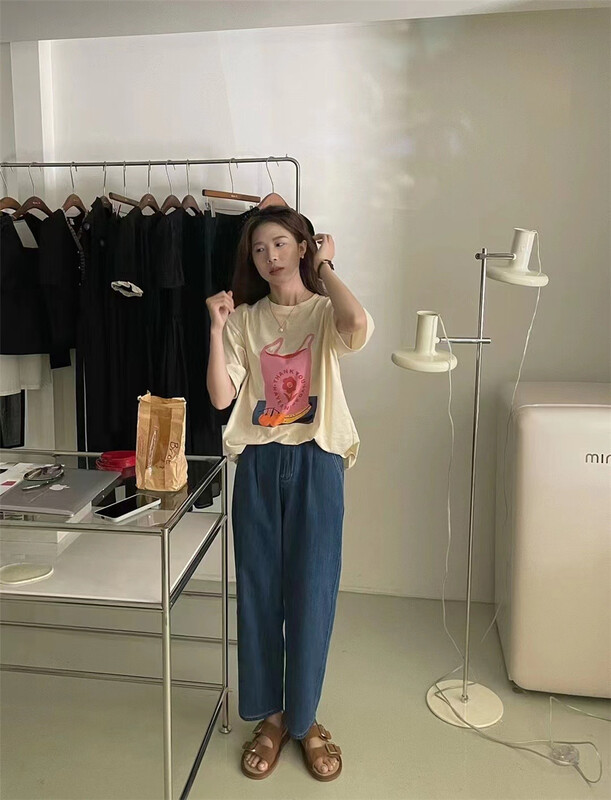 [buyer Yan Xuan youu] Korean cute ins printed short sleeve T-shirt z0105# Cl