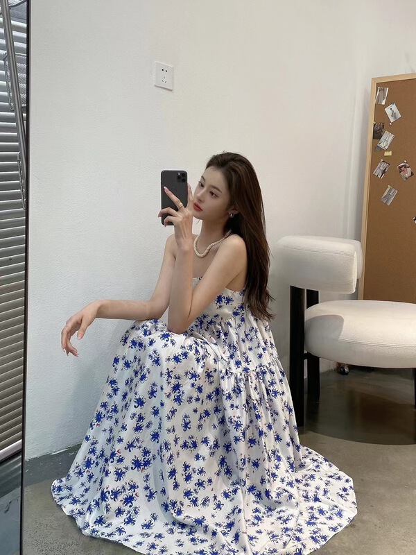 [modern 197] lady temperament suspender floral dress 81181# zyh