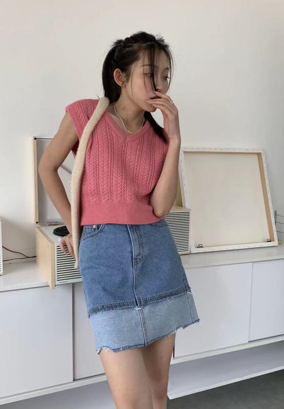New in early summer! [9hour] personalized stitching slim skirt 90326# zxl