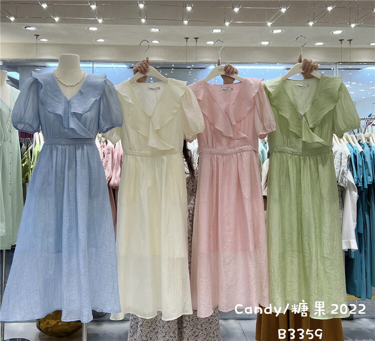 【CANDY糖果】韓系甜美荷葉邊收腰連衣裙  YS1-3359#  ZJY