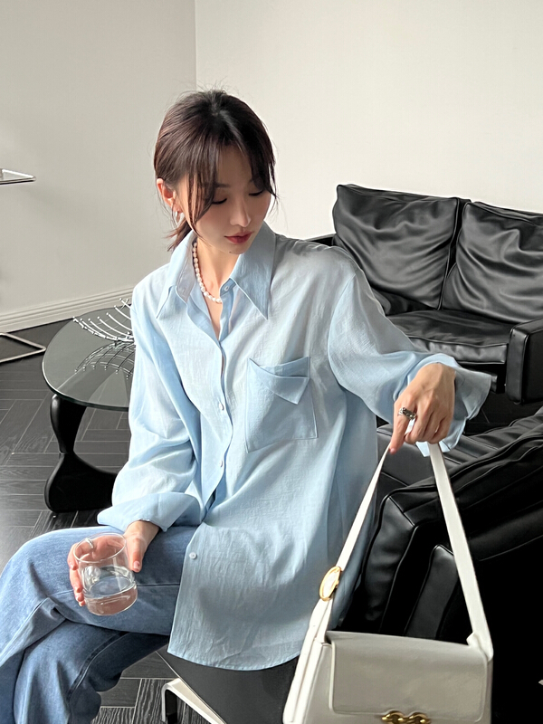 [context sense] double pocket small design lightweight breathable shirt tts1429# CLS