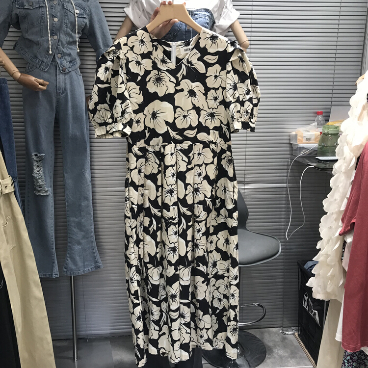 [K2 design] camellia flower V-neck bubble sleeve dress l42# WTT
