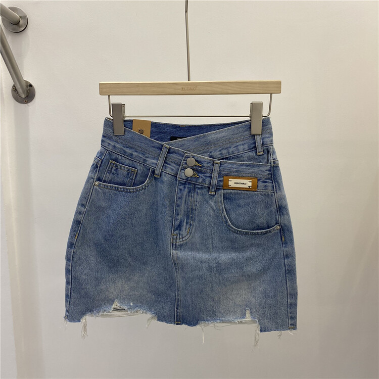 [zuomo Zuo Mo] Korean version irregular skinny denim skirt 9987# XJ