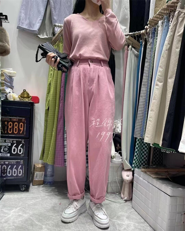 goods in stock! New year in early spring! [Cheng Jinyang] versatile semi elastic waist straight casual pants 1997# hjy