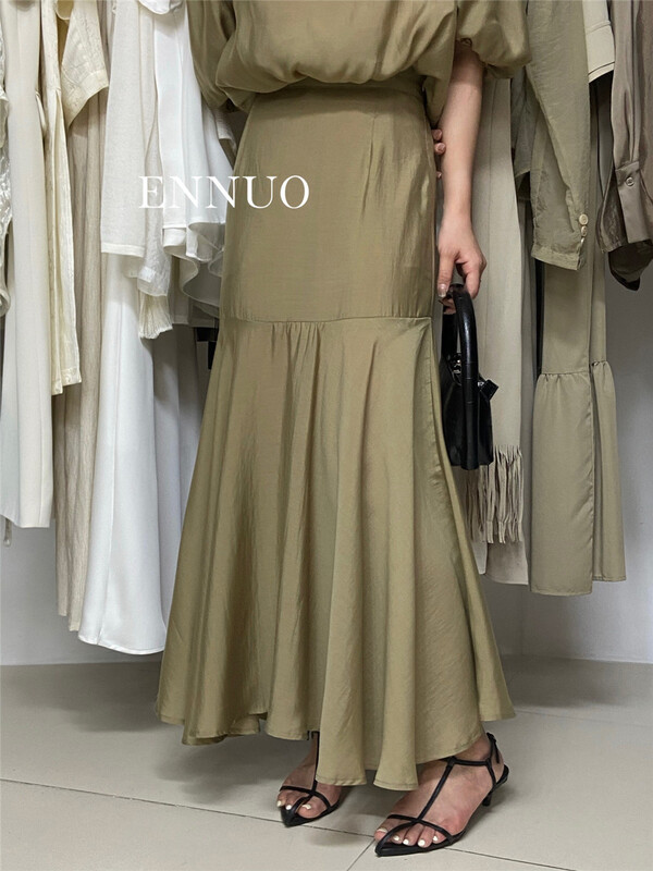 [ennuo] high waist pleated lady temperament skirt 1381# L