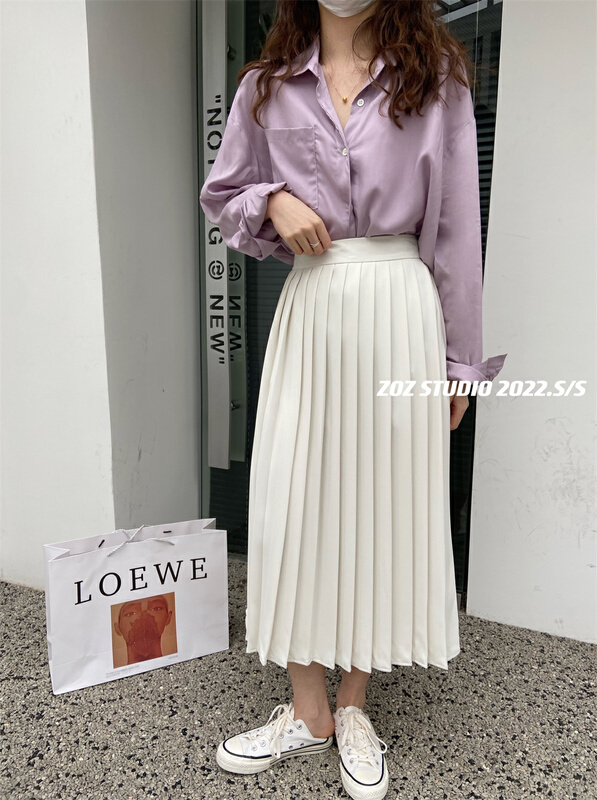 New year in early spring! [ZOZ] pleated and versatile solid color skirt ys1-022001# L