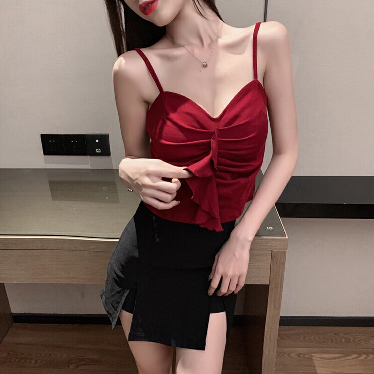 初夏上新!【XINYUANJIEYI新垣結衣】小心機打底荷葉邊背心/吊帶  A935#  CL