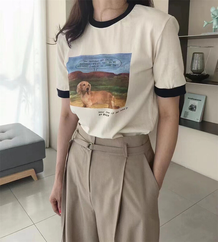 [malt] graphic print loose short sleeve T-shirt 3092# XYJ