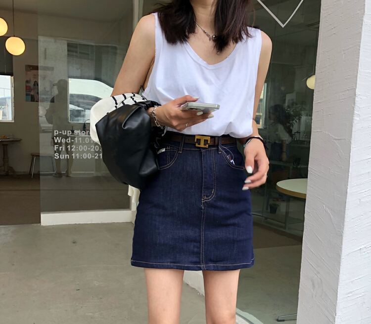 New in early summer! [hakie] Korean versatile elastic slim skirt (detachable with belt) 770638# ozq