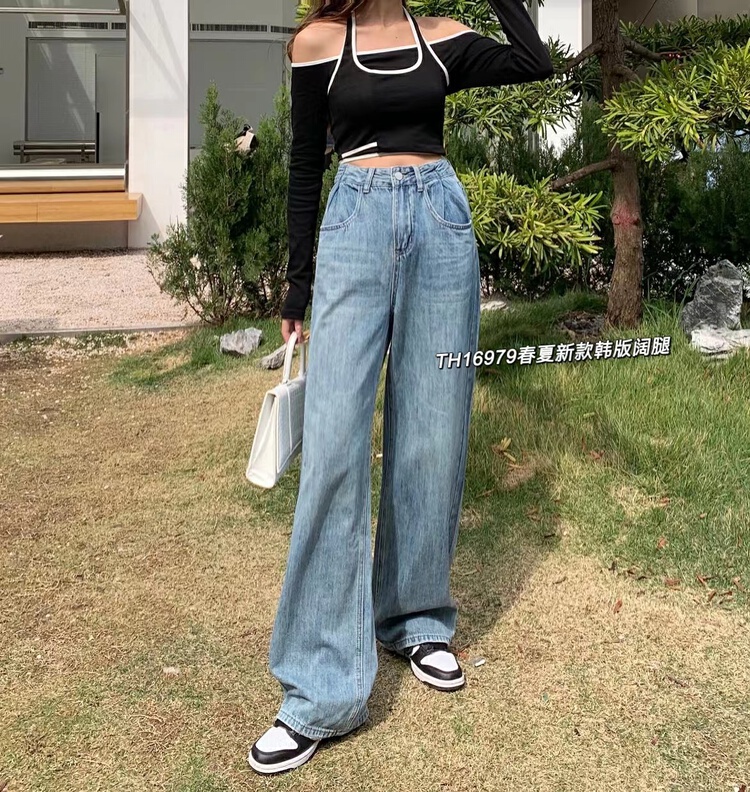 New in early summer! [T.H] Korean loose casual wide leg jeans 16979# LSW