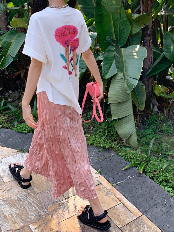 [timely rain] design sense pleated high waist slim skirt (skirt only) 31631# WPL