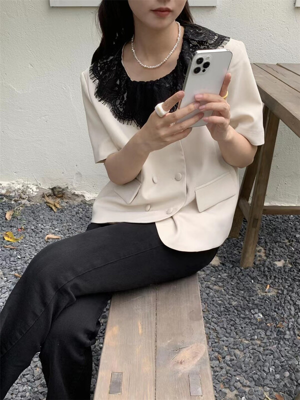 [emoni] xiaoxiangfeng lace doll Neck Shirt 10907# CLS