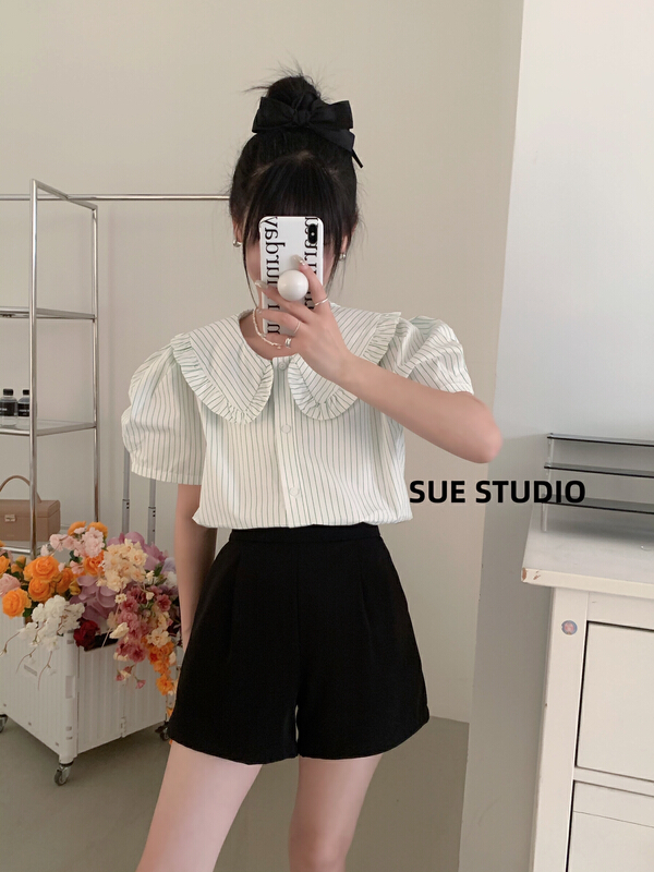 New in early summer! [Sue studio] stripe fashion simple blouse n22235# ZSY