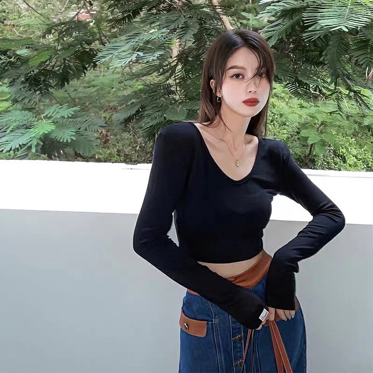 goods in stock! New year in early spring! [Yuanxi] foreign style V-Neck long sleeve bottoming shirt ys3-3025# LSL