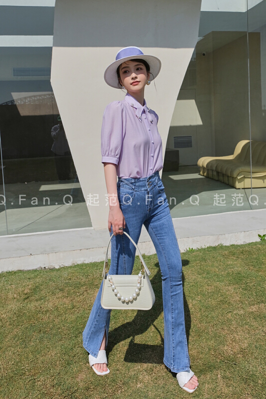 New in early summer! [Qifan] Korean fashion design shirt (with removable accessories) 8018# JJ