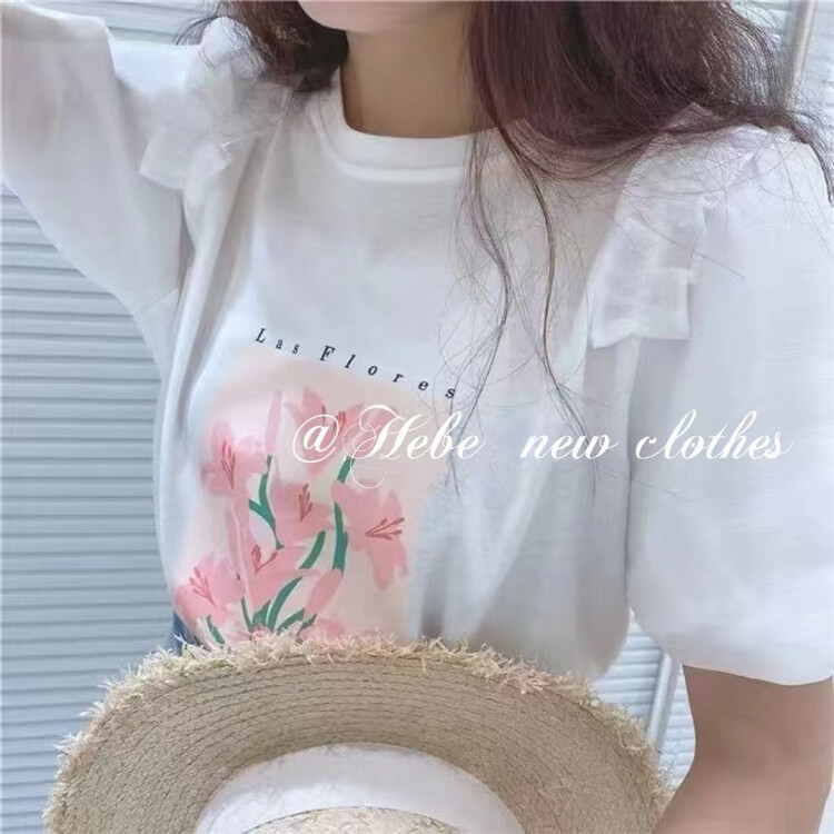 [Hebe] aging Japanese Floral short sleeve T-shirt 9911# XYJ
