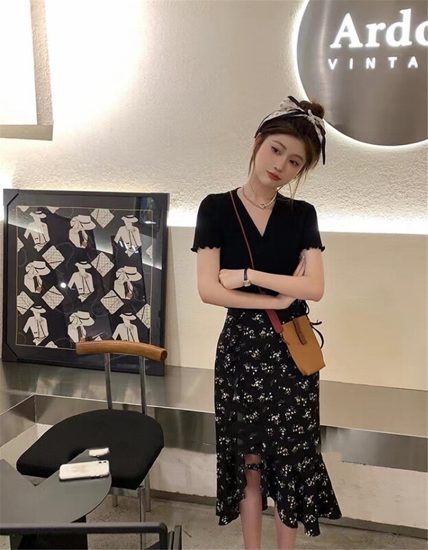 [six] Korean solid color lace up short sleeve T-shirt 06283# PCZ