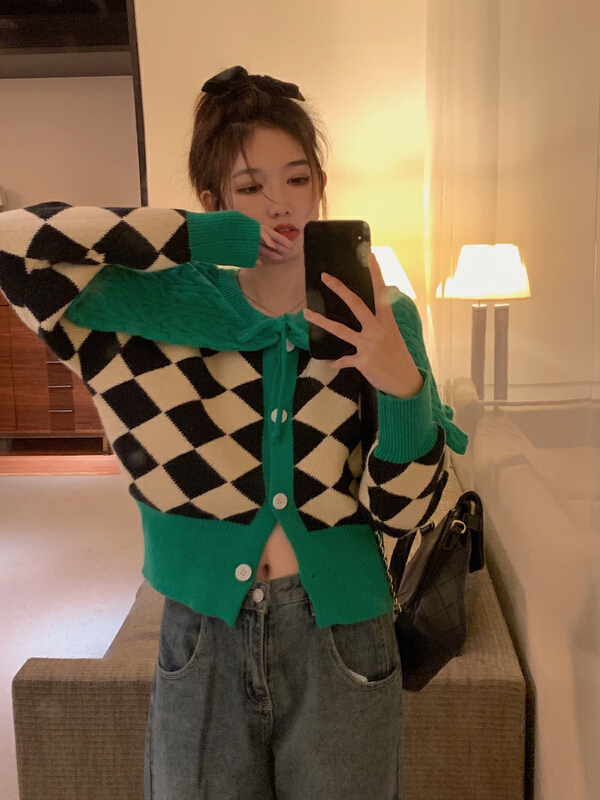 New year in early spring! [timely rain] Hanfeng Lingge large lapel warm sweater as2178# YYW
