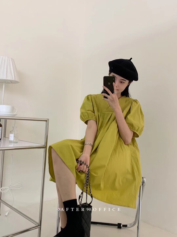 [after. 90] simple solid color versatile dress (without matching) 6697# ll