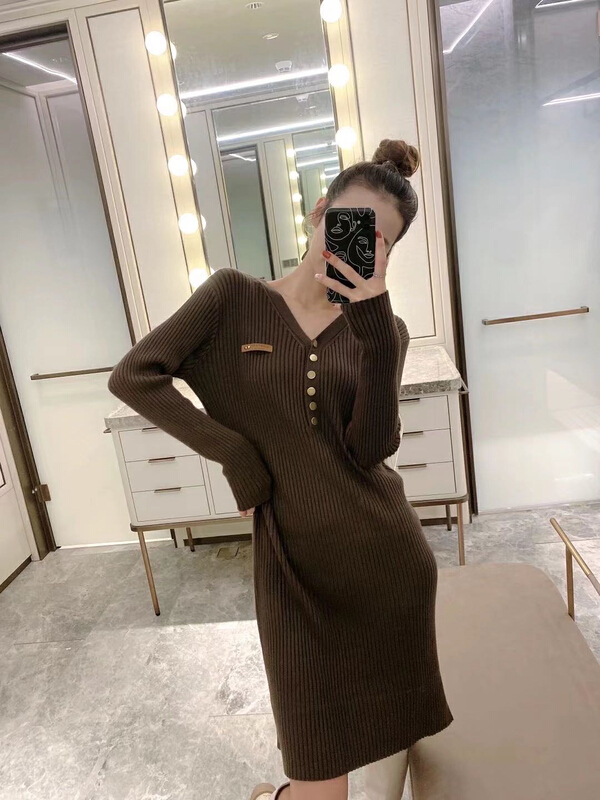 New year in early spring! [Hello] Korean simple label V-neck thin dress k6391# jhy