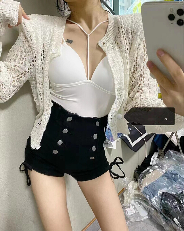 [I do] Korean hollow out design sense knitted cardigan 8176# cqw