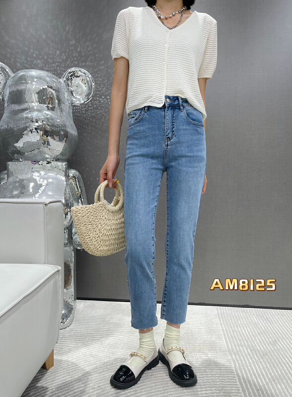[zvzo] spring and summer style slim fit and versatile jeans 8125# CLS