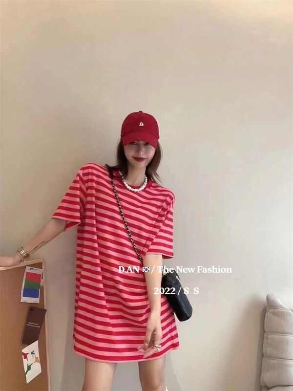 [d.an] Korean round neck striped loose dress ys1-891# zxx