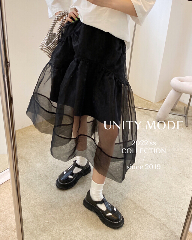 [unit] Korean slim Organza Skirt 6080-1# cqw