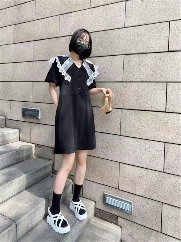 [Sumi] Korean doll neck color matching dress 22636# zjy