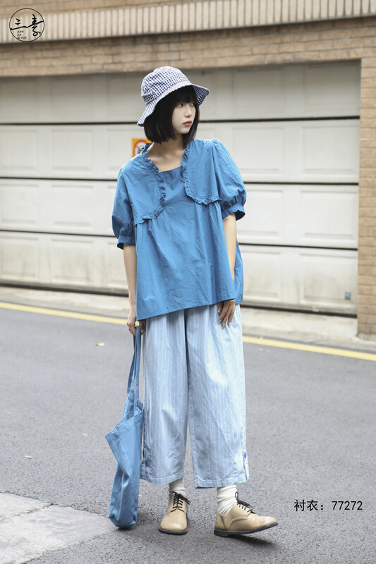 [original of three plain clothes] simple temperament literary shirt 77272# XYJ