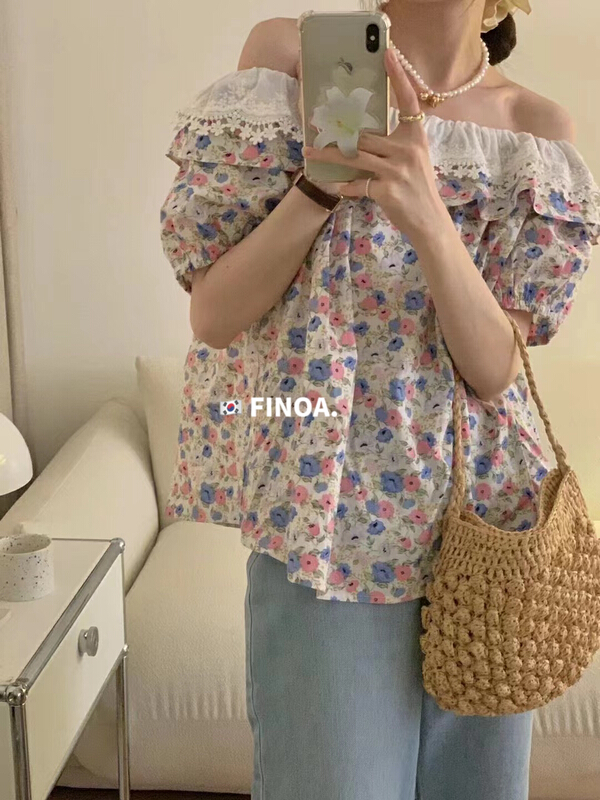 New in early summer! [finoa] Korean casual lace turtleneck (only small shirts) 1095# CLS