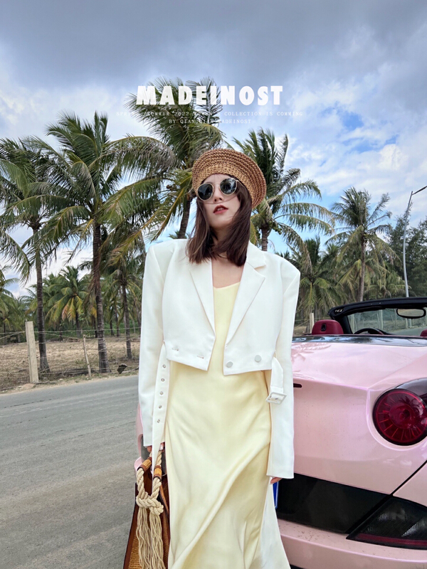 New year in early spring! [OSHA madeinost] design sense short temperament high waist suit (with belt) 86005# ll