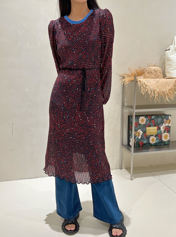 New year in early spring! [Bu class] Korean slim wave point long dress 13595# zxl
