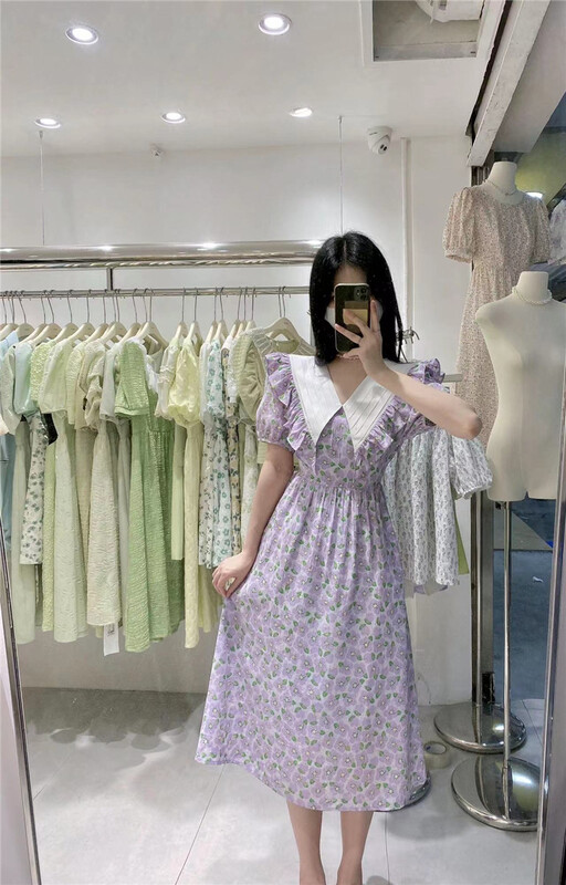 goods in stock! [vanroi Fanluo clothes] Korean style waist closing dress 81058# hjy
