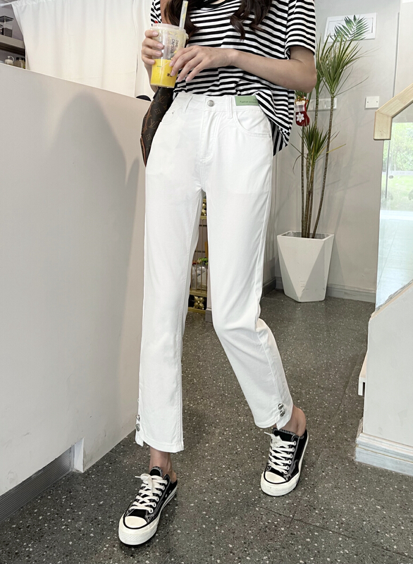 New in early summer! [en Xier] slim and versatile Korean irregular jeans k1332# L