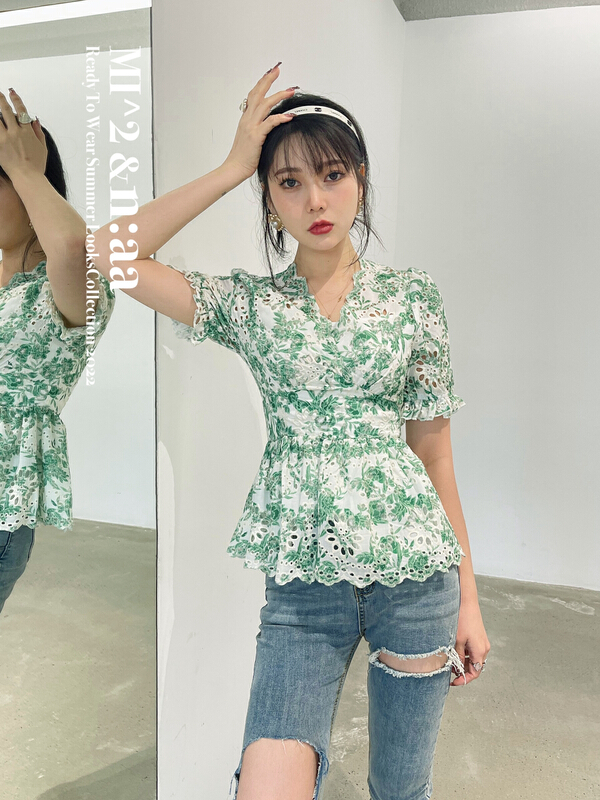 New in early summer! [mi2] elegant hollow out embroidery blouse a3212-1# JJ