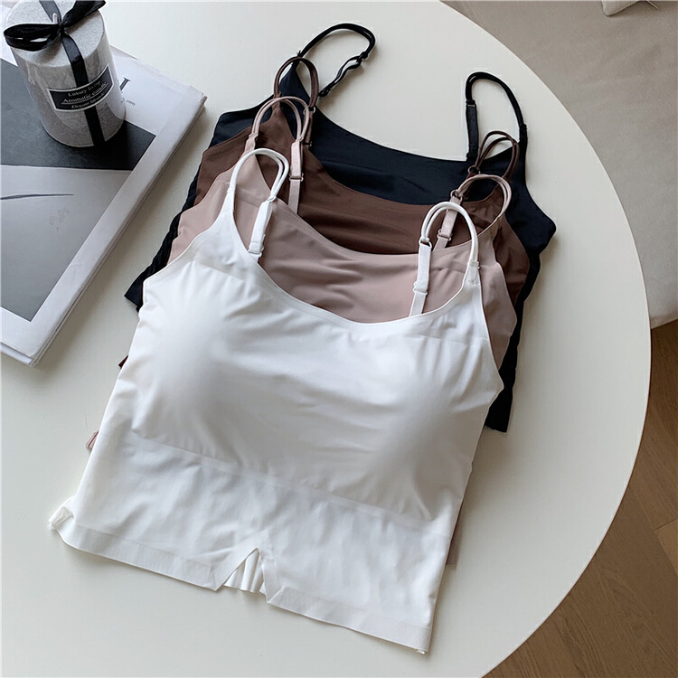 【 KD 】 ice silk square neck slim fit and versatile back underwear 536# hjy with breast pad