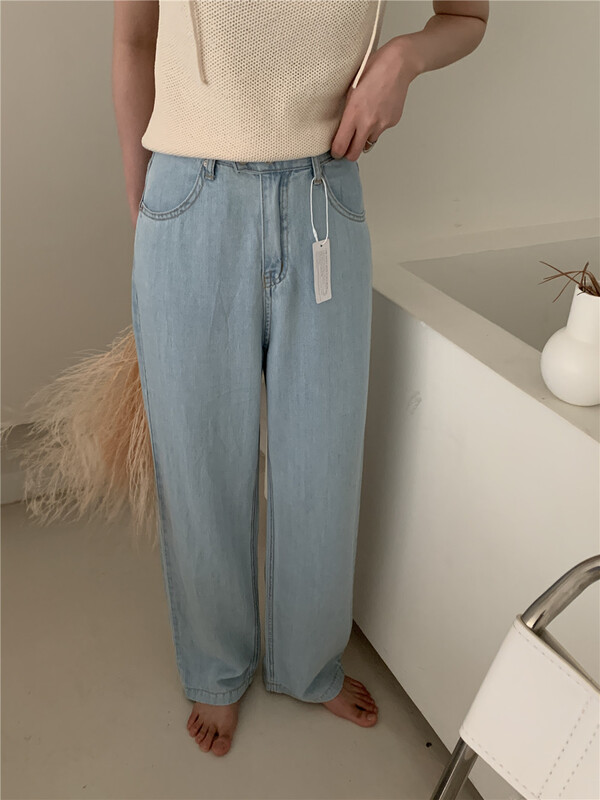[emoni] Korean loose straight jeans 24180# CLS