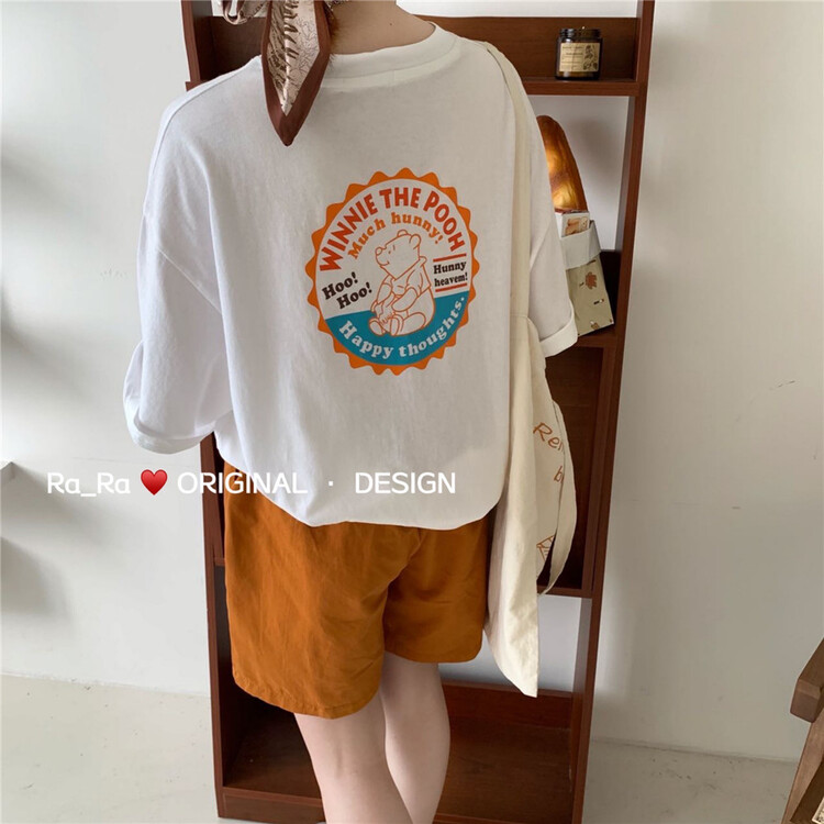 New in early summer! [rara] Winnie bear print loose short sleeve T-shirt 30125# LSL